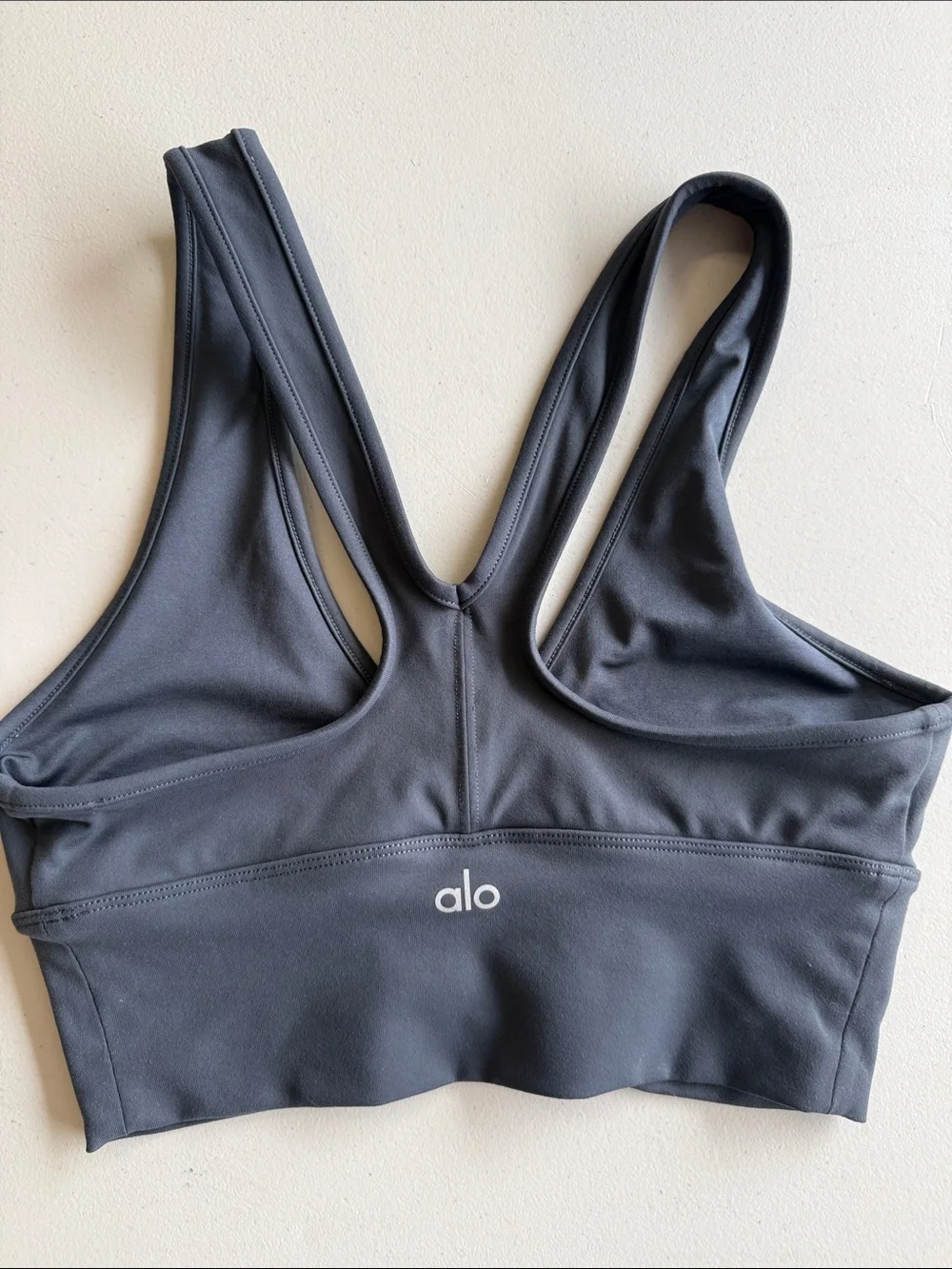 Alo Yoga Gray Ruched Front Racerback Bra
